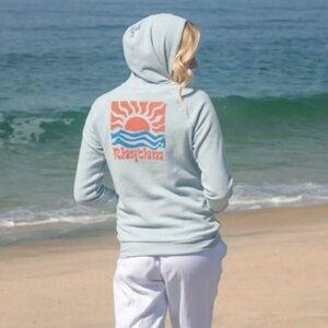 Rhythm Ocean Surf Hoodie Beachly Light Blue Women's Large NWT